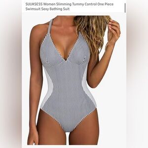 SUUKSESS Women's Striped One Piece Swimsuit